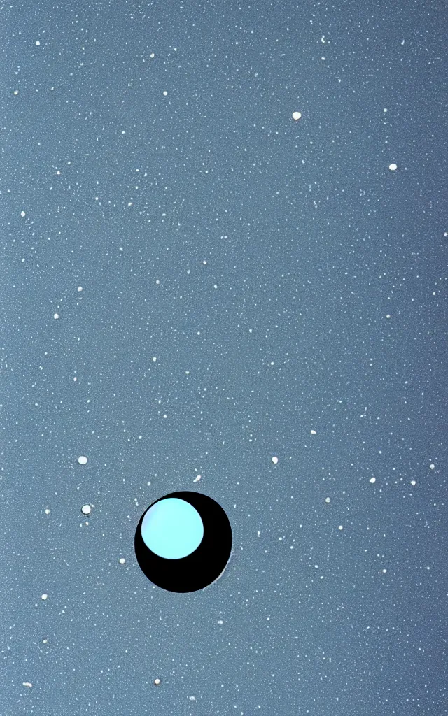 Image similar to a singular small pale blue dot, among the vast black empty universe. minimalist, retro, stencil