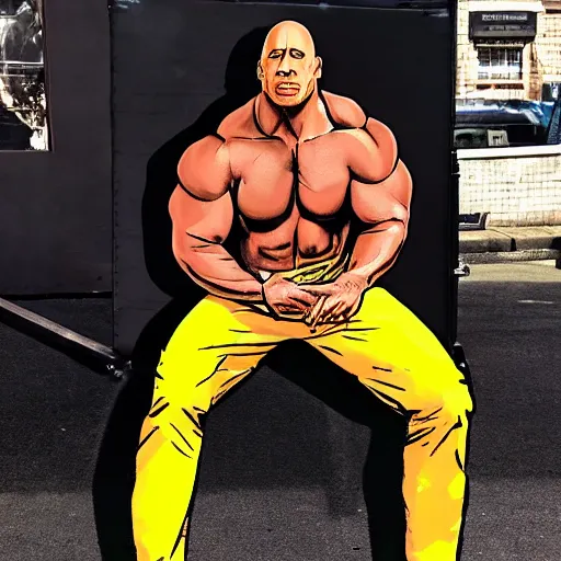 Prompt: skinny dwayne the rock johnson