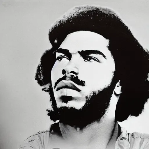 Image similar to Portrait of Jaylen Brown, Jaylen Brown as Che Guevara, Guerilla Heroico, Black and White, Photograph by Alberto Korda, inspiring, dignifying, national archives