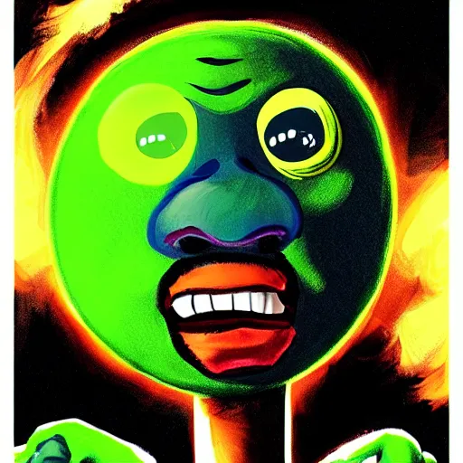 Image similar to snoop dogg tennis ball monster ,tennis ball, digital art, fantasy,chalk, magic, trending on artstation, ultra detailed, professional illustration by Basil Gogos