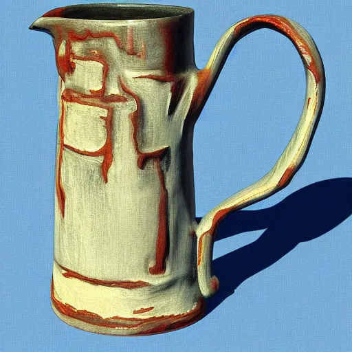 Image similar to impressionist symetrical paris steel jug, by egon schiele and anton pieck, zbrush central, detailed painting