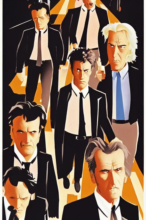 Prompt: A poster for Reservoir Dogs, designed and painted by ralph mcquarrie