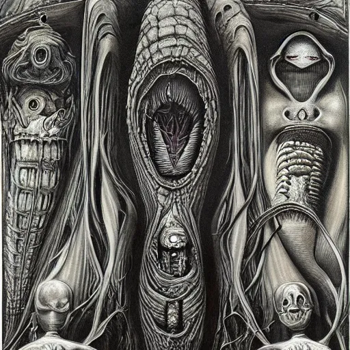 Prompt: the origin of life, highly detailed, artwork by H.R. Giger