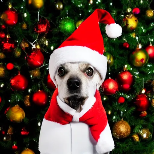 Image similar to a dog wearing a santa hat and scarf, a stock photo by Elke Vogelsang, shutterstock contest winner, dada, stock photo, stockphoto, photoillustration