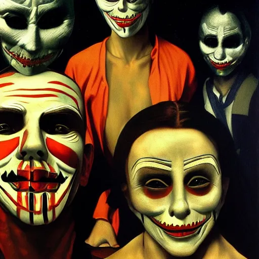 Image similar to the night of the purge,, highly detailed, 8 k resolution, art by caravaggio, modern art, optical illusion