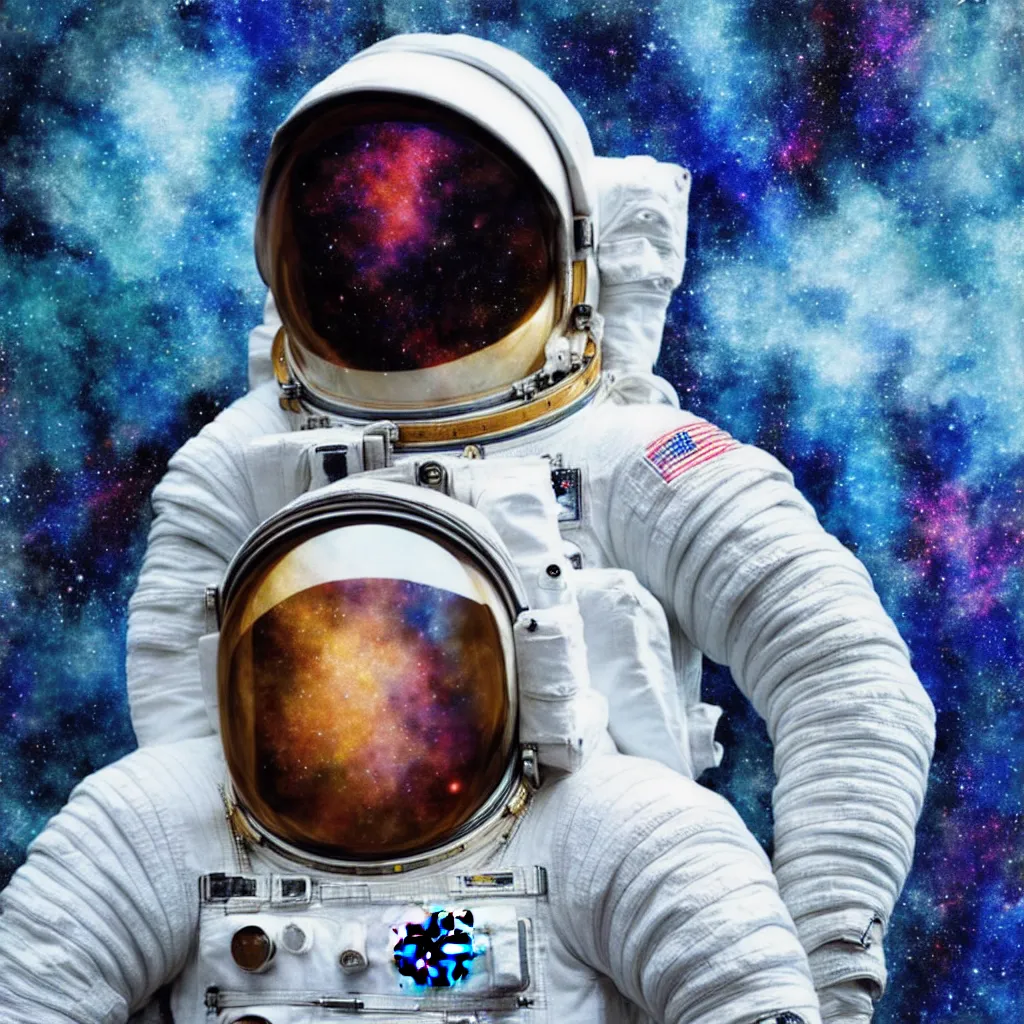 Image similar to astronaut suit, in deep dark cosmos portrait watercolor dramatic lighting cinematic establishing shot extremely high detail foto