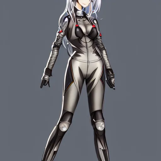 Image similar to beautiful anime girl in a thight plugsuit, artstation, highly detailed, high quality