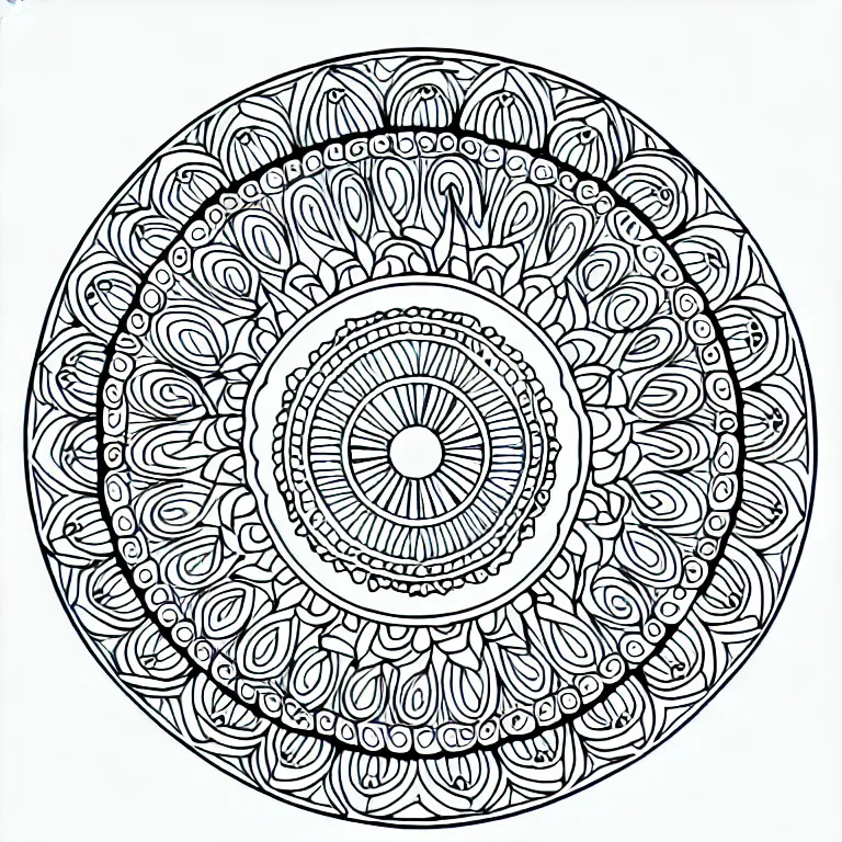 Image similar to Mandala for coloring book, intricate detail, clear, clean lines, symmetrical