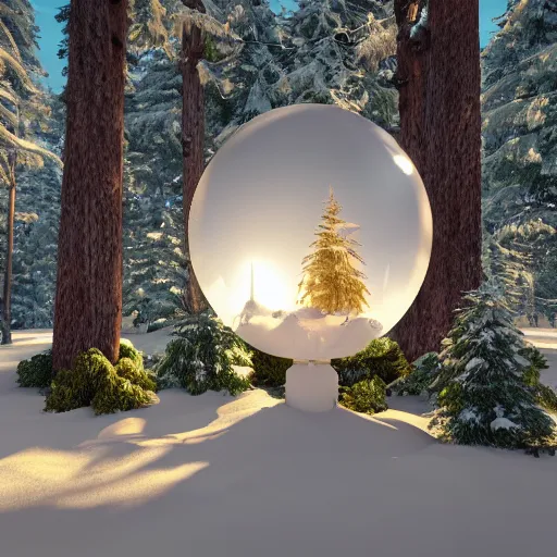 Image similar to a zoo inside a snow globe, octane render, unreal engine 5, animals, trees, white background, realistic, photo realism