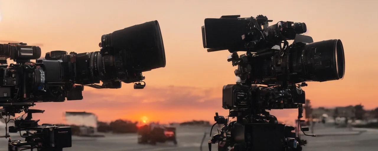 Prompt: a 3 / 4 mid close up shot of a person in a mcdonald's commercial filmed by autumn durald at sunset with an alexa lf and panavision t - series anamorphic 4 0 mm lens at t 2. 0