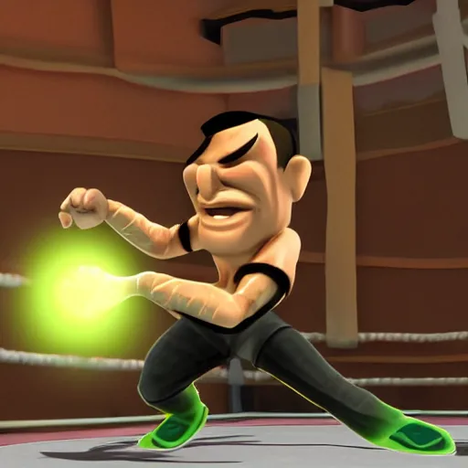 Image similar to character screenshot of ufc sean o'malley in psychonauts, rainbow hair dreadlocks, ps 3 video game, 3 d character render, dream world, 7 2 0 p, cutscene, cartoony designed by scott campbell