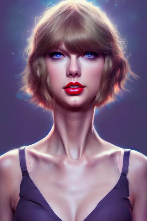 Image similar to taylor swift, evangelion, au naturel, hyper detailed, digital art, trending in artstation, cinematic lighting, studio quality, smooth render, frostbite 3 engine rendered, art style by klimt and nixeu and ian sprigger and wlop and krenz cushart