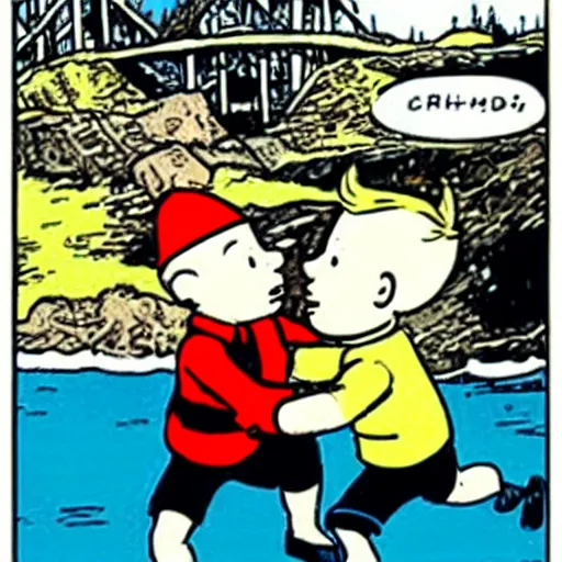 Image similar to a tintin cartoon in canada by herge