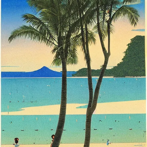 Prompt: Boracay Philippines, Hasui Kawase