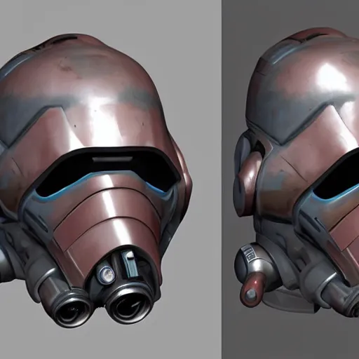 Prompt: an astromech-punk cyberpunk space pilot mask and helmet for a mech suit, sculpted in zbrush in the style of anthony chong jones, trending on art station