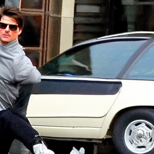 Prompt: tom cruise hit by a car, paparazzi