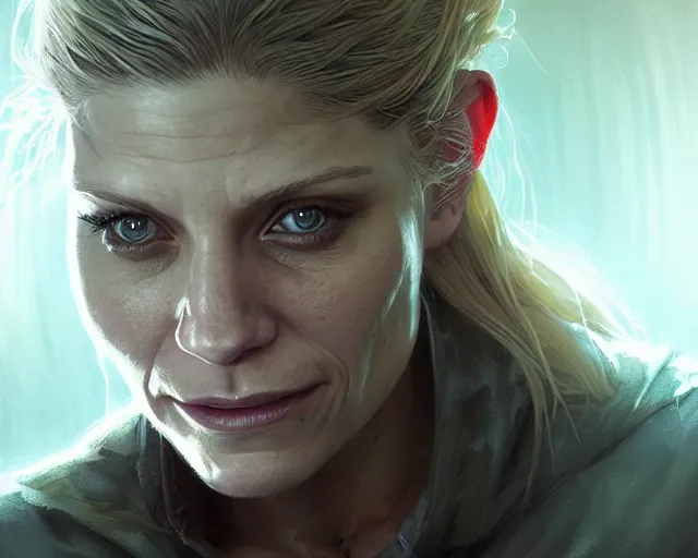 Image similar to highly detailed portrait of katee sackhoff, in the walking dead, stephen bliss, unreal engine, fantasy art by greg rutkowski, loish, rhads, ferdinand knab, makoto shinkai and lois van baarle, ilya kuvshinov, rossdraws, tom bagshaw, global illumination, radiant light, detailed and intricate environment