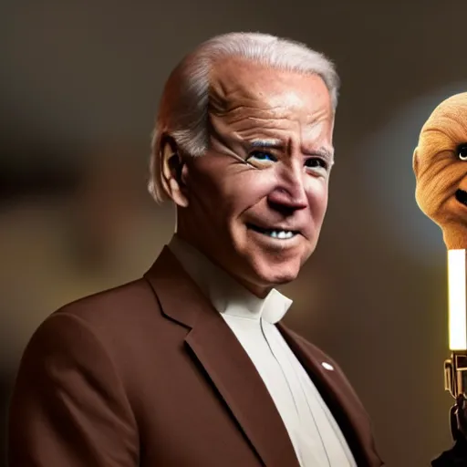 Prompt: joe biden as princess leia in star wars episode 6, 8k resolution, full HD, cinematic lighting, award winning, anatomically correct