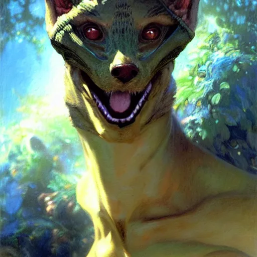 Image similar to a portrait of a furry alien in the pool. highly detailed painting by gaston bussiere, craig mullins, j. c. leyendecker, furry