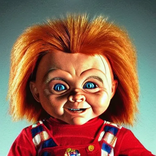 Image similar to hyperrealistic highly detailed Chucky doll from the movie Child's Play movie poster