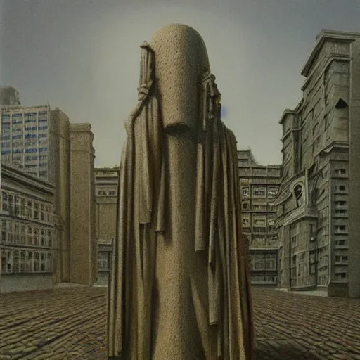 Image similar to a dystopian surreal painting of statues and buildings by zdzisław beksinski