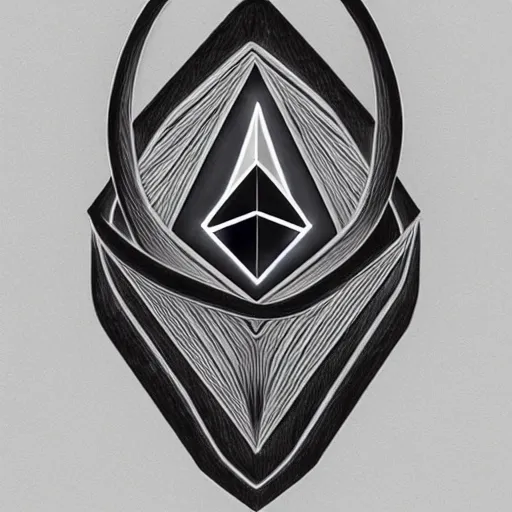 Image similar to 3 d of the ethereum symbol, 8 k, high resolution, detailed charcoal drawing, beautiful hd, art nouveau, concept art, colourful artwork, in the style of axel aabrink