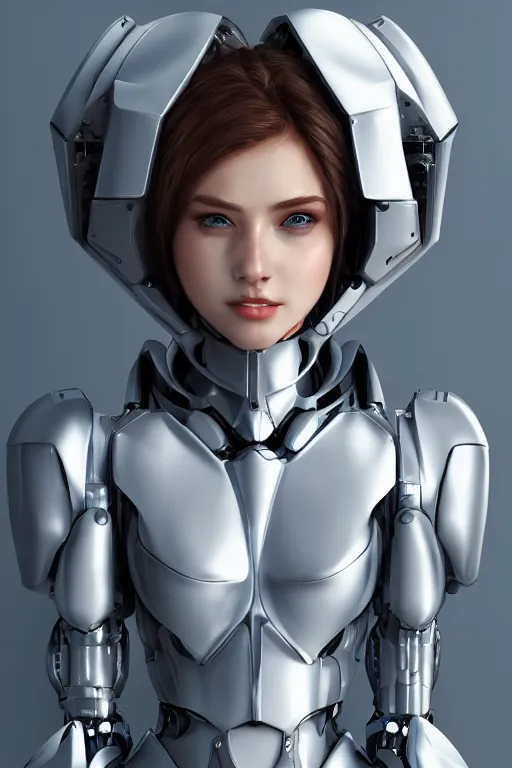 Image similar to heroine, beautiful, female mecha, ultra detailed, digital art, 8 k, character, realistic, portrait, 3 d, hyperrealistic