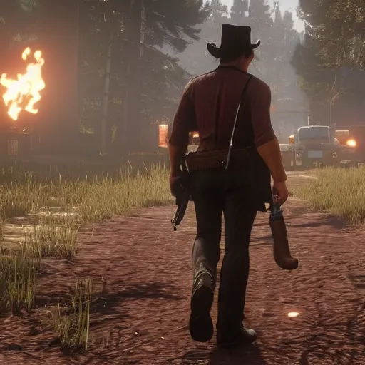 Prompt: mario in red dead redemption 2 ( great graphics and in good quality )