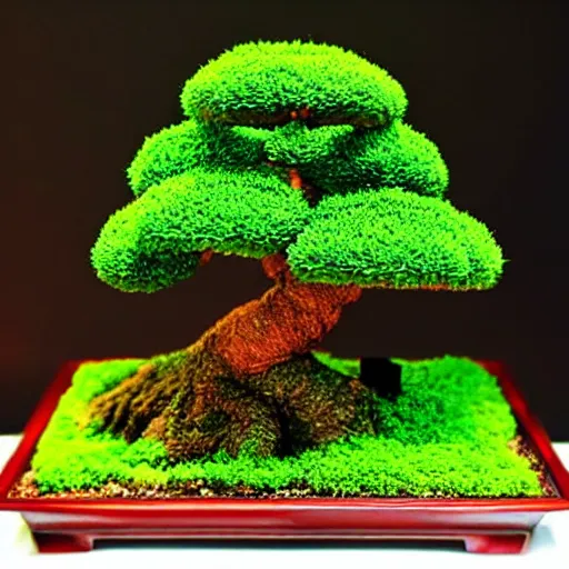 Image similar to a super mario brothers themed bonsai tree, cinematic lighting