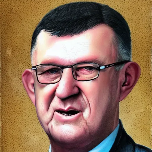 Image similar to an intricately detailed realistic portrait of vojislav seselj