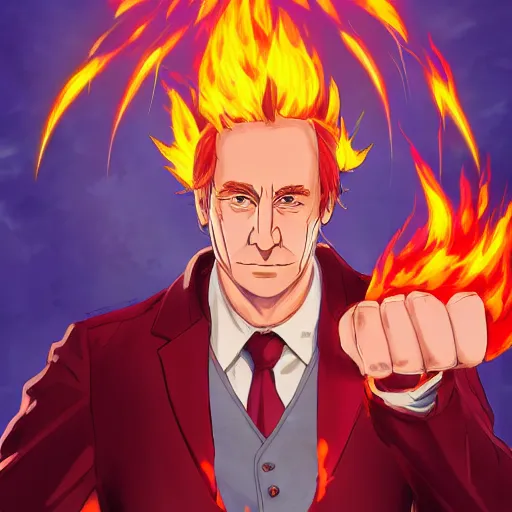 Prompt: portrait of saul goodman wielding the element of transmutation magecraft, fire and water, anime fantasy illustration by tomoyuki yamasaki, kyoto studio, madhouse, ufotable, trending on artstation