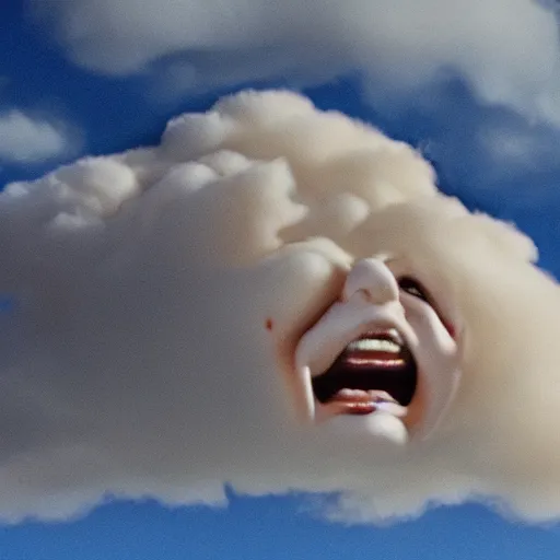 Prompt: clouds that look like a screaming chucky doll