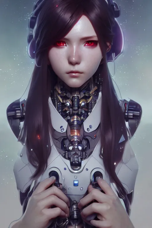 Image similar to ultra realistic, a cybernetic anime girl, sci - fi, intricate details, eerie, highly detailed, octane render, 8 k, art by artgerm and alphonse mucha and greg rutkowski, artstation