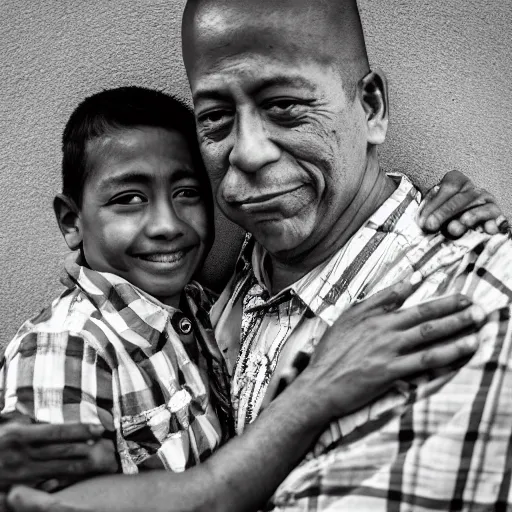 Image similar to b & w shot of pollo hermano w / gus fring ( eos 5 ds r, iso 1 0 0, f / 8, 1 / 1 2 5, 8 4 mm, postprocessed, crisp face, facial features )