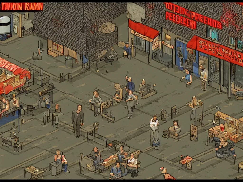Image similar to Twin Peaks tv series Roadhouse as a PS1 sidescroller video game