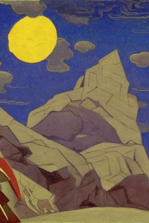 Image similar to thor, marvel, artwork by nicholas roerich,