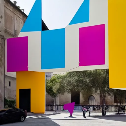 Image similar to ecstatic, unplanned by serge najjar futuresynth. a beautiful installation art of a large, colorful bird with a long, sweeping tail. the bird is surrounded by swirling lines & geometric shapes in a variety of colors