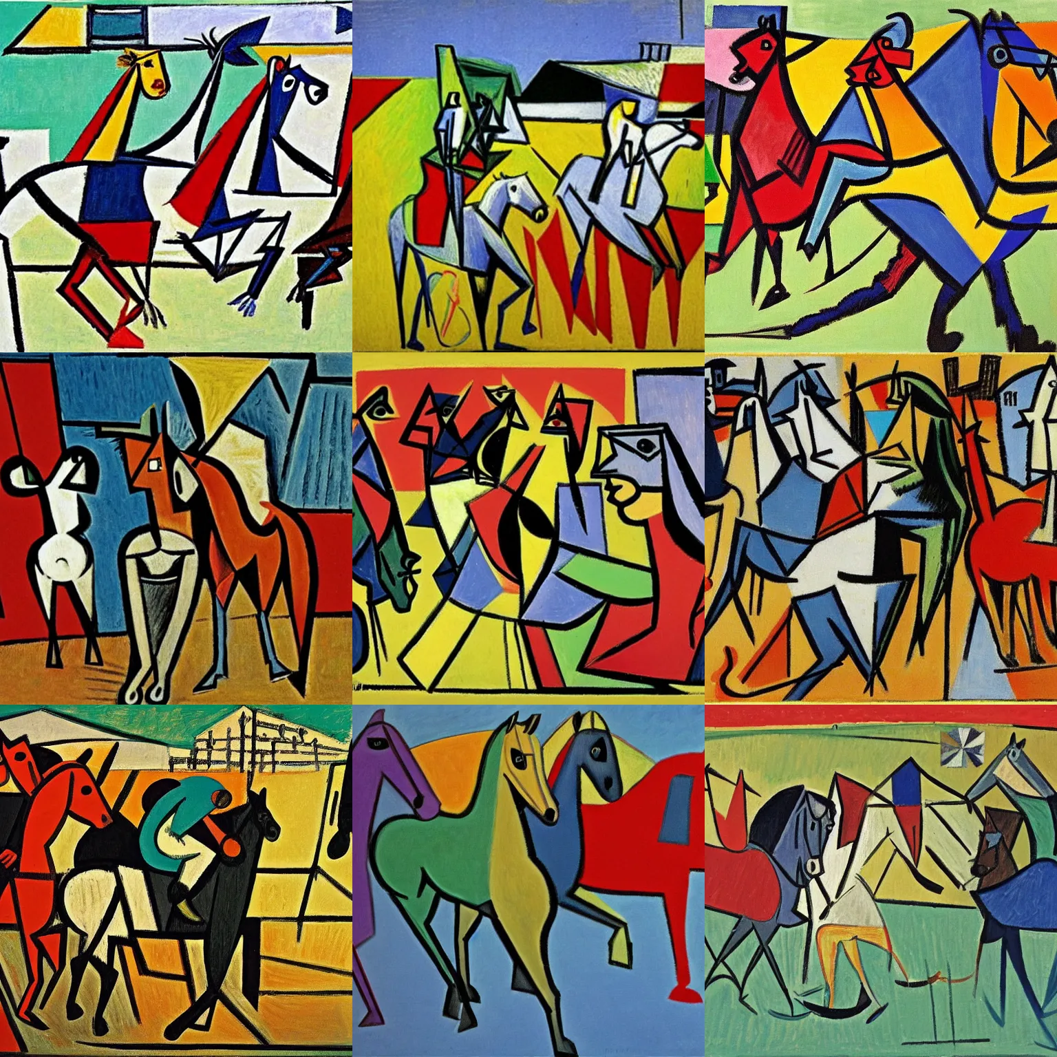 Prompt: horse racing, by Picasso