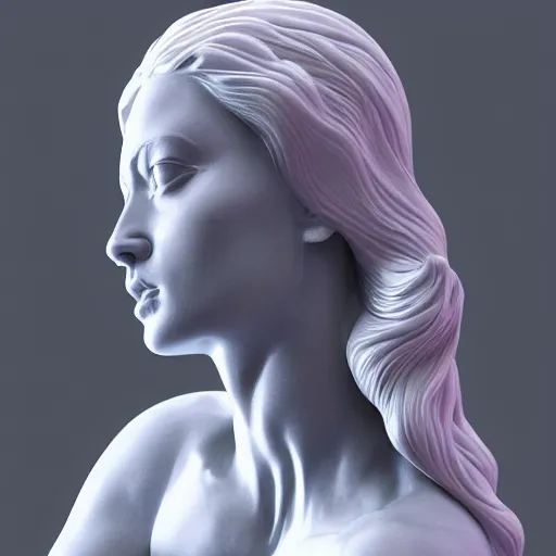 Prompt: neon marble statue of gorgeous woman, hyper realistic render, super detailed, photo quality, octane render, corona render