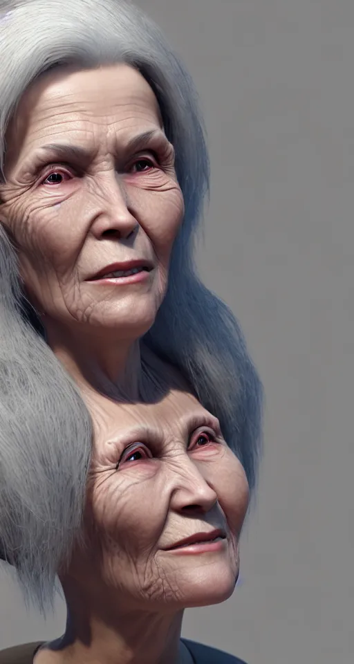 Prompt: portrait beautiful granny cyborg, trending artstaition, unreal engine