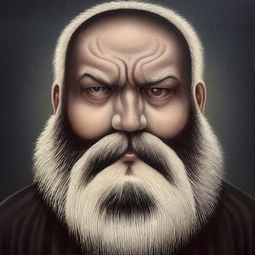 Prompt: an angry bearded man by mark ryden