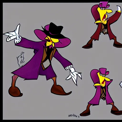 Image similar to character concept art, baroque darkwing duck fighting crime