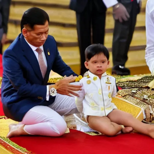 Image similar to Vajiralongkorn wearing a diaper during holy ceremony