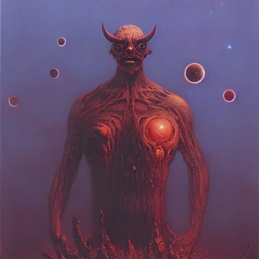 Image similar to demon in the galaxy planet made by zdzislaw beksinski