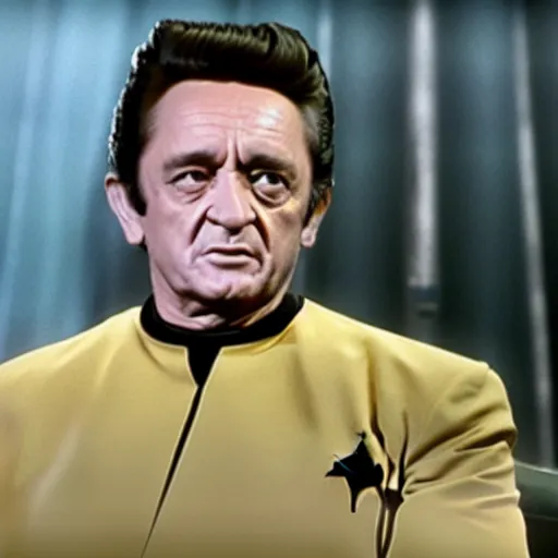 Prompt: still from Johnny Cash on Star Trek