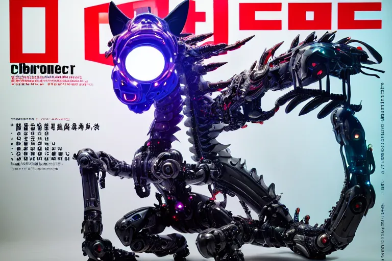 Image similar to cybernetic ultra high tech chinese lung dragon robot with cat ears, sci - fi, cyberpunk, high tech, futurism, exoskeleton, symmetry, cinematic, elegant, luxury, perfect light, perfect composition, dlsr photography, sharp focus, 8 k, ultra hd, sense of awe, highly detailed, realistic, intricate, science journal cover