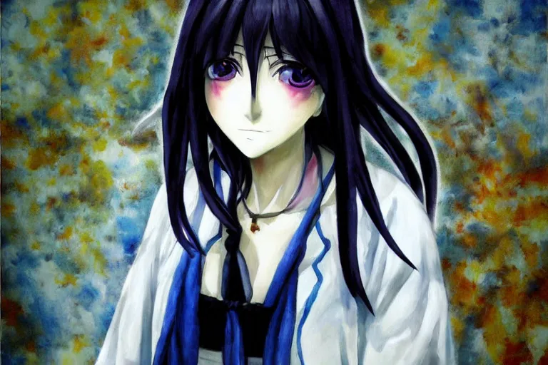 Prompt: mayuri shiina from steins gate, beautiful anime, oil painting