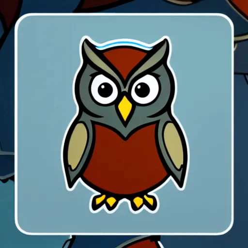 Image similar to !!! sticker!!! close - up anthropomorphic owl wearing a hoodie,