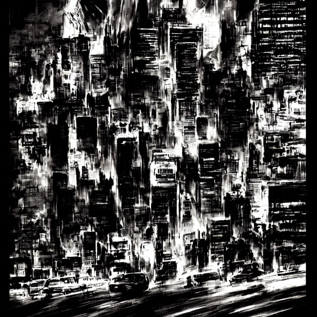 Image similar to bill sienkiewicz film noir city