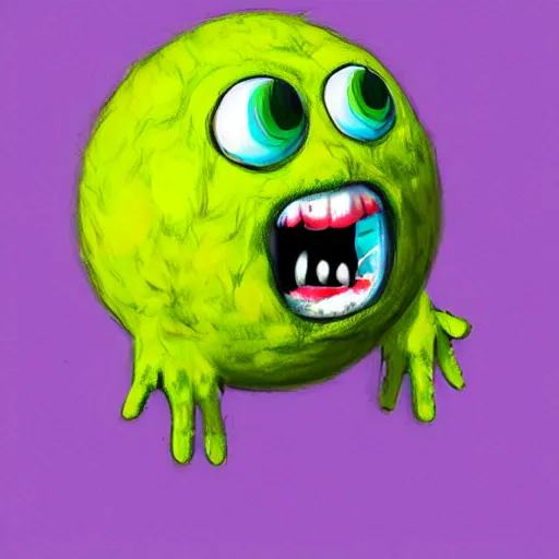 Image similar to a screaming tennis ball monsters, startled surprised face, colorful, digital art, fantasy, magic, chalk, trending on artstation, ultra detailed, professional illustration by basil gogos